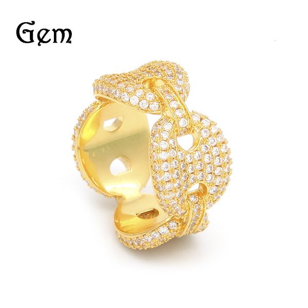 

ring hip hop gold plated coffee bean pig nose with aaa zircon, Silver
