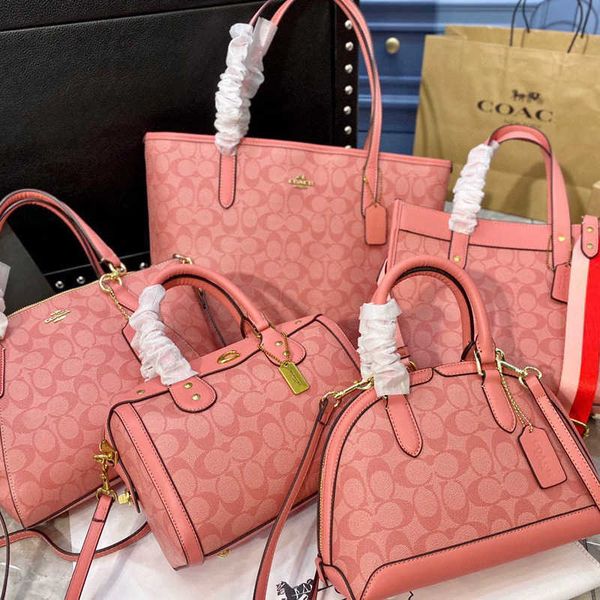 

c 2021 new cherry blossom powder field30 leather tote bag classic pillow bag portable shopping shell bagstorage bagszly