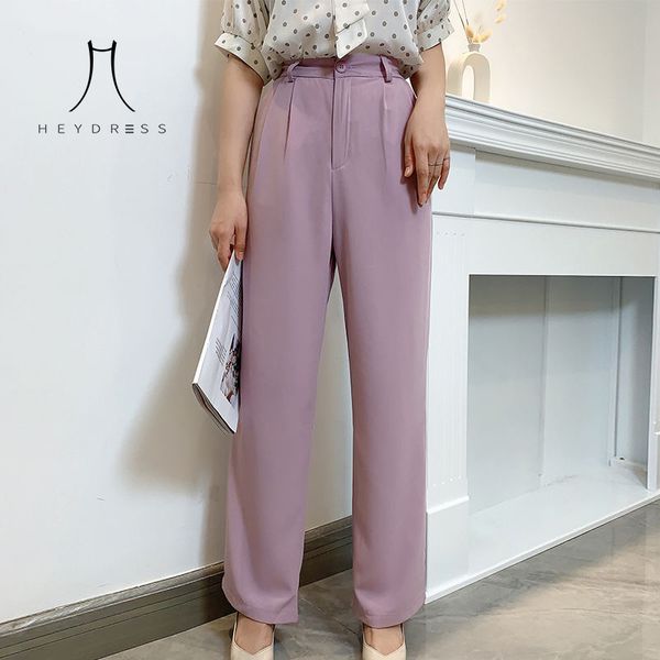 

women summer elegant long pants vintage high waist wide leg casual korean loose straight trousers bottoms 210517, Black;white