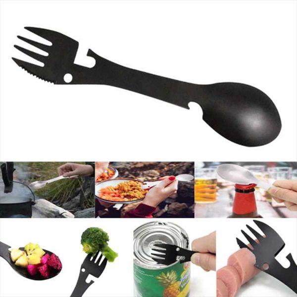 

tableware multitool bottle stainless steel cutlery flatware utensil fork can opener spork picnic multi tool spoon portable camp forks