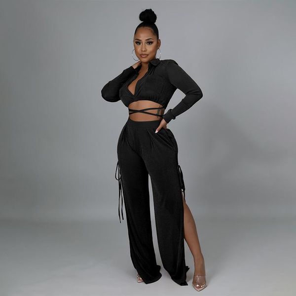 

women's two piece pants ols9150 fall solid color fashion suit, White