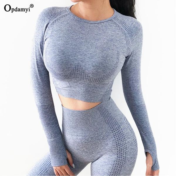 

yoga outfit seamless sets 2pcs women gym clothing fitness high waist leggings long sleeve sport suit tracksuit running wear workout set