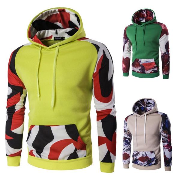 

men's hoodies & sweatshirts gelitayin printed hoodie men fashion tracksuit winter warm collar cap long sleeves pullover hooded coat, Black
