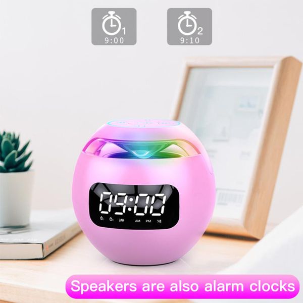 

desk & table clocks wireless bluetooth speaker with led display alarm clock big capacity battery music play 360 degree surround sound box