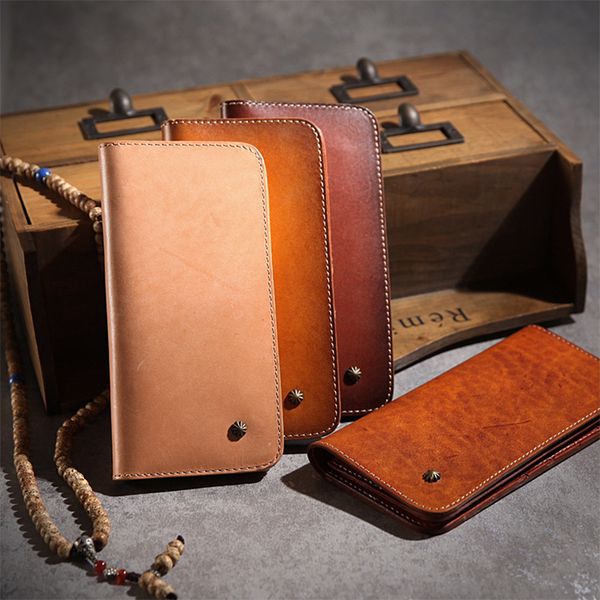 

wallet hand-made leather purse with cow hide and chrysanthemum nail, Red;black