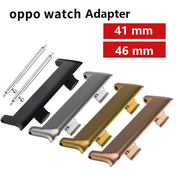 

watch bands 2pcs diy steel adapter for oppo smart band 41mm 46mm metal connector accessories, Black;brown