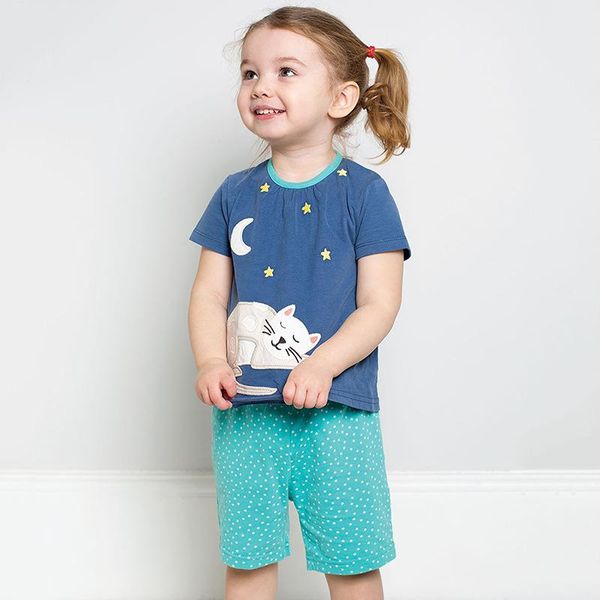 

clothing sets little maven brand children 2021 summer baby boys girls clothes cotton children's animal cat print t shirt + shorts, White