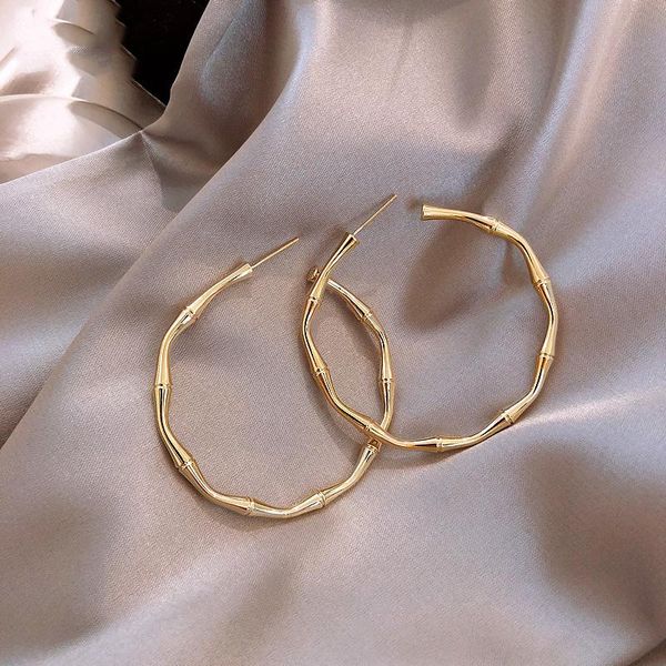 

hoop & huggie earrings womens sterling silver ear rings stud vintage jewelry smooth metal girls gold bamboo, Golden;silver