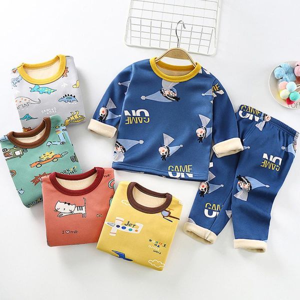 

clothing sets 2pcs/set baby spring autumn winter plush kids girl boy sleeper trousers cartoon print soft cotton infant toddler sleepwear, White