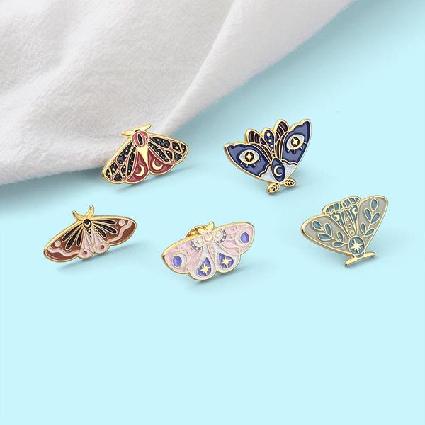 

pins, brooches moth enamel pin moon star eye leaf animal badges for women bag hat backpack accessories gift friends, Gray