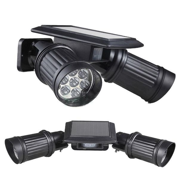 

solar light dual head lamp pir motion sensor spotlight waterproof outdoor landscape garden street wall lights lamps