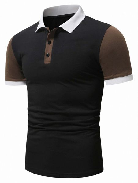 

men contrast sleeve polo shirt q6wi#, White;black