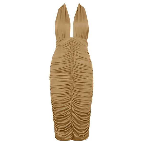 

elegant women dress bodycon v neck halter summer dresses backless party club celebrity ladies clothes 210515, Black;gray