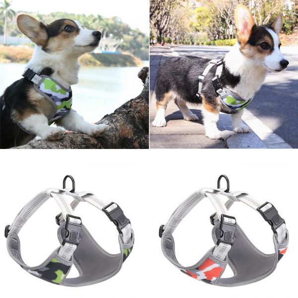 

dog collars & leashes reflective harness camouflage soft comfortable nylon mesh padded adjustable pet samll medium large