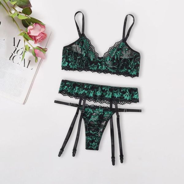 

bras sets women lingerie sensual lady lace flowers push up bra pants underwear set sleepwear transparent embroidery suit, Red;black