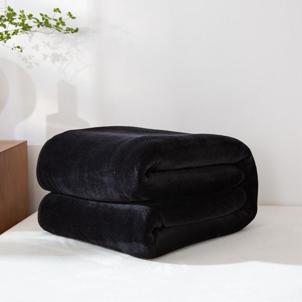 

blankets solid black flannel coral fleece blanket throw on sofa/travel adult/kids bedspreads sheets christmas present