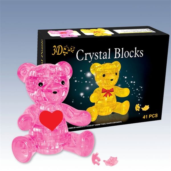 

3d mosaic puzzle bear diy three-dimensional self-contained plastic crystal intelligence creative toy building block decoration