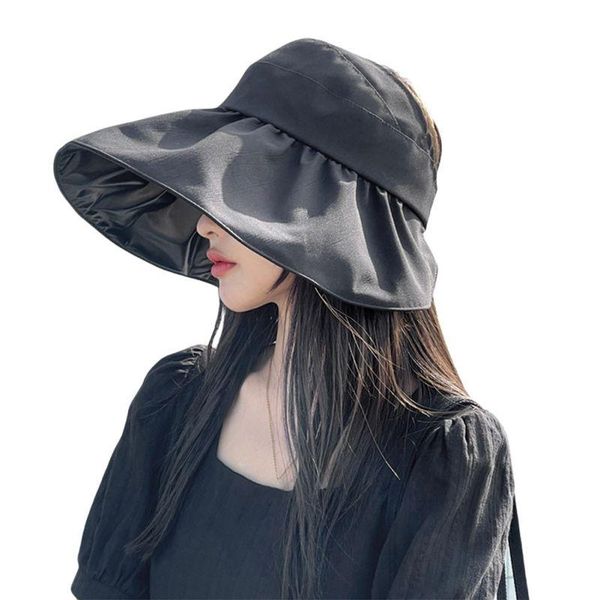 

wide brim hats summer women empty fisherman cap sun visor anti-ultraviolet hat folding black rubber hooded face, Blue;gray