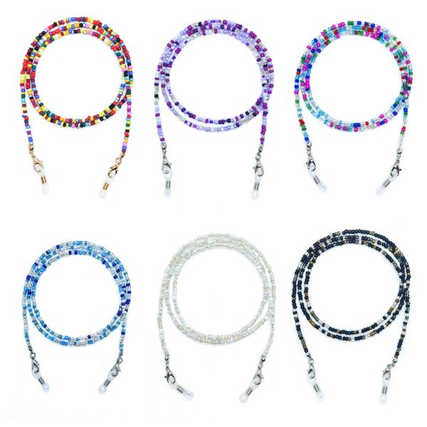 

colorful rice beads glasses chain lanyard necklace eyewear retainer beaded eyeglass strap holder mask chains for women girls dhl