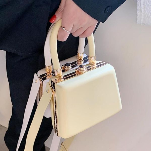 

evening bags candy color small tote bag 2021 summer pu leather women's designer handbag wide shoulder strap messenger purses