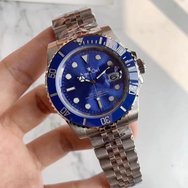 

wristwatches blue green black ceramic sapphire men mechanical stainless steel automatic bracelet watch 40mm, Slivery;brown