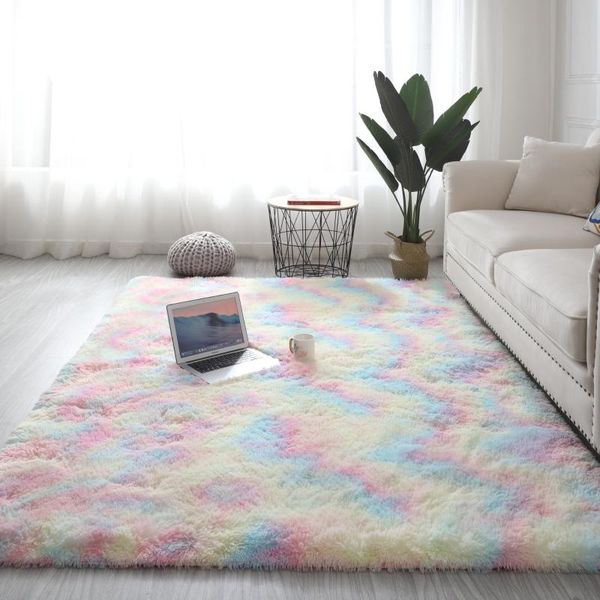

carpets long pile rug tie-dye carpet home living room tatami nordic bedroom full bed bedside mat