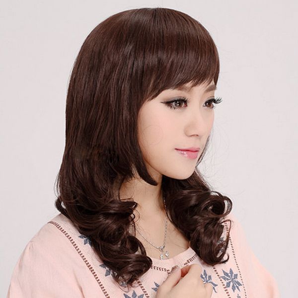 

wig womens long curly hair full-head wig middle-aged sheath, Black