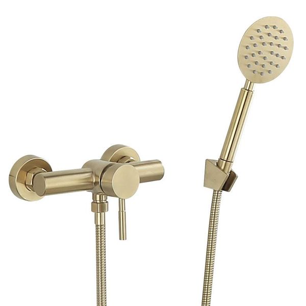

tuqiu bathroom shower faucet set wall mounted brushed gold faucet, cold and bath mixer taps brass sets