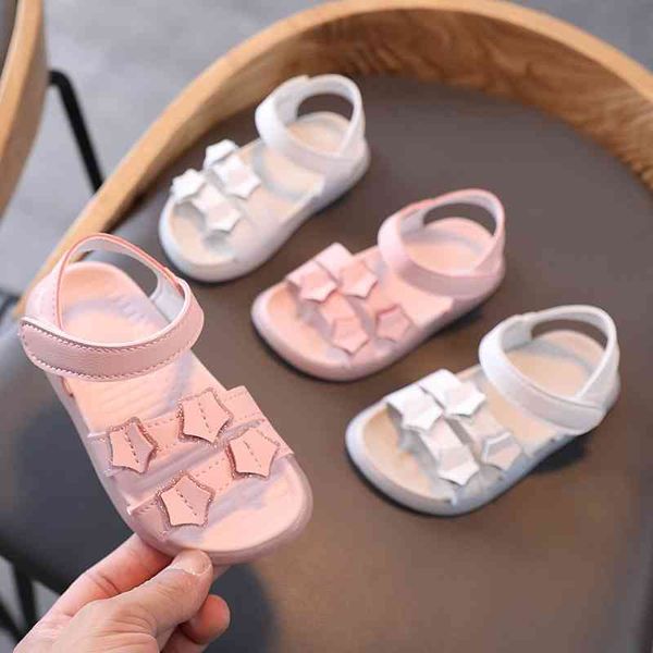 

2021 summer new korean leisure fashion pink beach star soft sole princess shoes baby sandals, Black;red