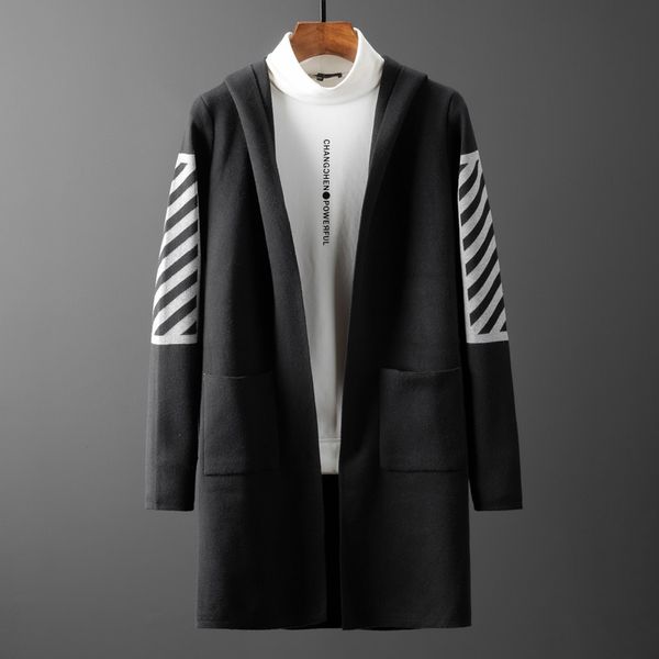 

Sweater Knit Spring and Autumn 2021 Men's Fashion Coat Cardigan, White;black
