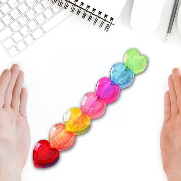 

highlighters 6 in 1 cute cartoons highlighter heart and bear markers rainbow school colored student pens supplies shape fluores j7i1, Black;red