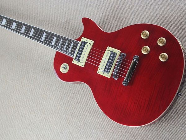 

electric guitar zebra pick up tiger maple transparent red