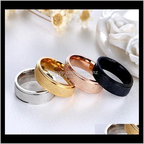 Моротная нержавеющая сталь скучное польское кольцо Sier Gold Band Women Mens Rings Модные украшения Will Will и Sandy Nujkd 8lxuj