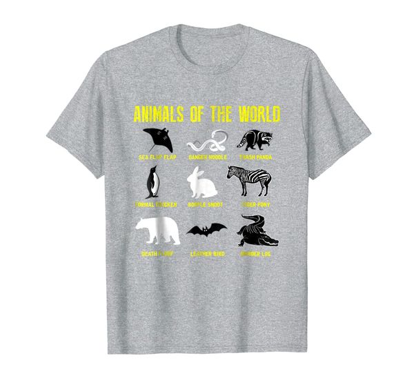 

animals of the world funny humor vintage gift t-shirt, White;black
