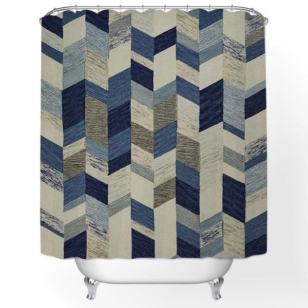 

shower curtains modern blue geometric printing curtain bath with hooks waterproof screen for bathroom