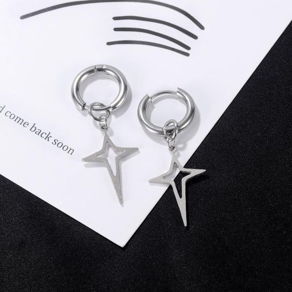 

stud ch-167 korean fashion temperament net red geometric star stainless steel earrings wild personality circle, Golden;silver