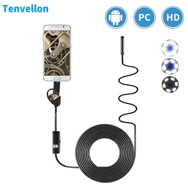 

cameras endoscope 8mm hd mini android micro flexible type c 3 in 1 waterproof inspection for pc borescope endoscopio
