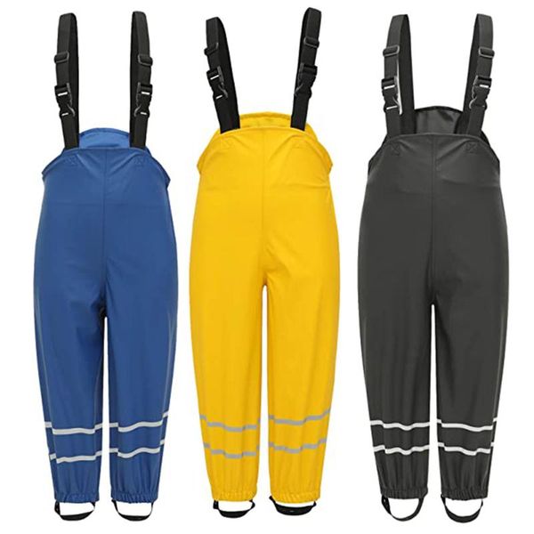 

jumpsuits kids waterproof breathable rain pants dungarees windproof mud jumpsuit clothes vintage suspender bib overalls l3, Blue