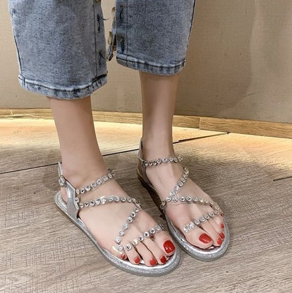 

designer women sandals buckled rhinestone summer flip flops shoes beach sandalias femininas fashion elegant flat casual san, Black