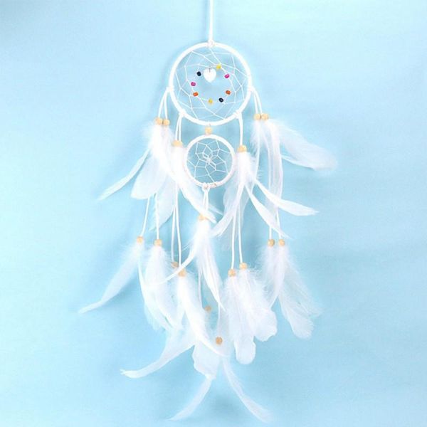 

decorative objects & figurines wall hanging oranments wind chime diy handmade feather dream net catcher wood beads decor home decoration