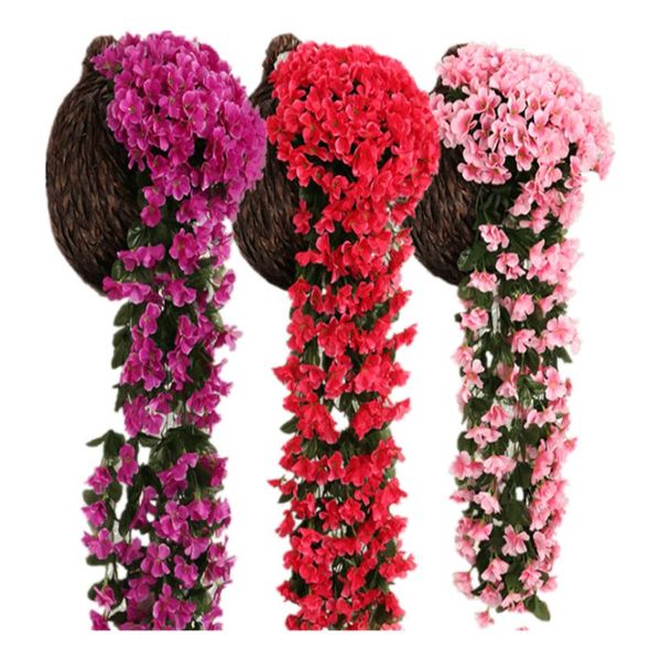 

decorative flowers & wreaths artificial violet flower vine wall hanging rattan valentine's day wedding decoration home el restaurant