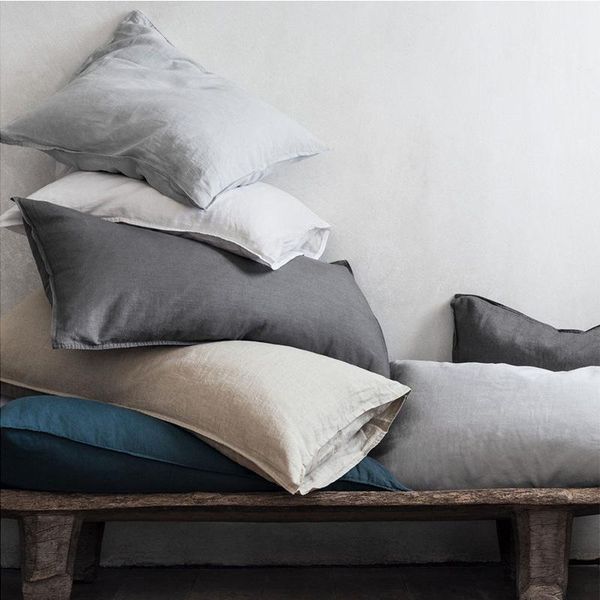 

pillow case 2pcs 48*74cm pure linen pillowcase solid color high grade bed throw cover cool home decorative