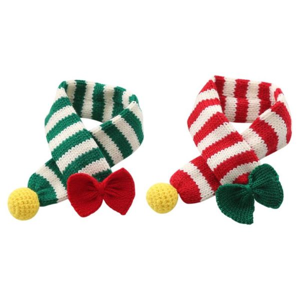 

dog apparel knitted strip pet scraf with bowknot christmas puppy scarfandmade autumn and winter woolen warm supplies red