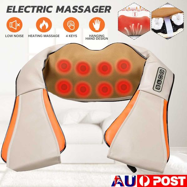 

110-220v 25w 4 key u shape electrical shiatsu back neck shoulder body massager infrared heated 4d kneading car/home massagem