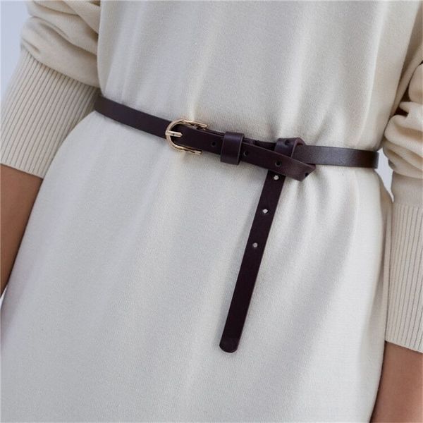 

pXa simple waist with belts pin dress women's decorative sweater with dress knot small pinpu trouser belt, Black;brown