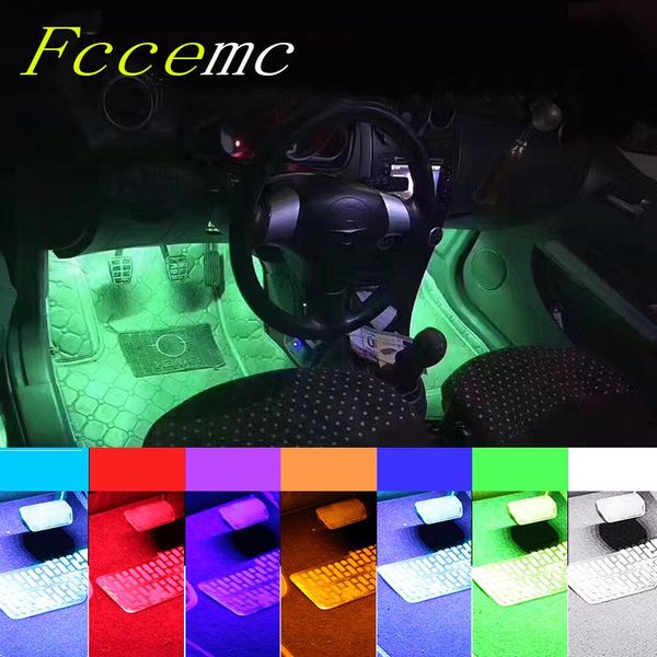 

with usb led car foot light ambient lamp wireless remote music control multiple modes automotive interior decorative lights interior&externa