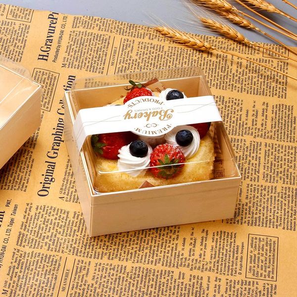 

gift wrap 25pcs net red square baking wooden cake box party favors christmas packaging puff chocolate candy with plastic lid