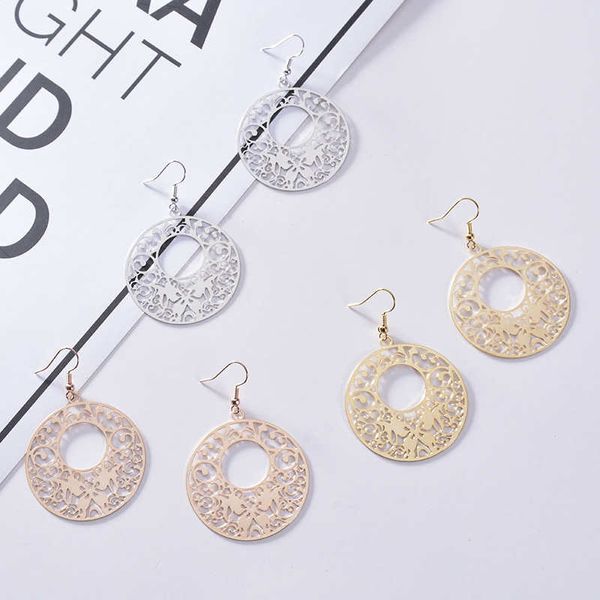 

women's hollow round hoop huggie earrings gsfe018 fashion gift national style women diy jewelry earring, Golden;silver