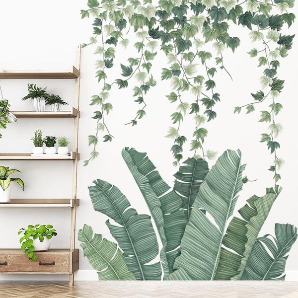 

wall stickers luanqi pvc plant green leaves palm leaf window glass kitchen shower door film no glue wallpaper