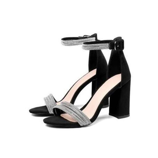 

women fashion open toe rhinestone design high heel sandals crystal ankle wrap glitter diamond gladiator black size 33-43